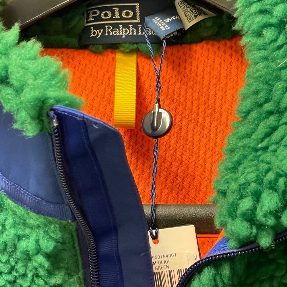 Polo Ralph‎ Lauren Men's Sz XL Green Shaggy High Pile Fleece Full Zip Jacket NWT - Picture 2 of 16